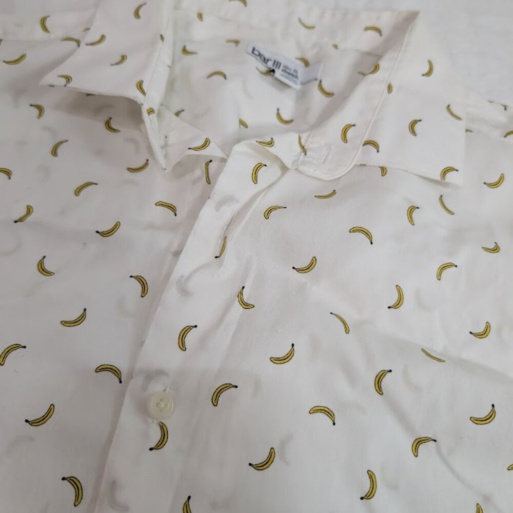 Bar III slim fit stretch size large banana button down shirt long sleeve J8